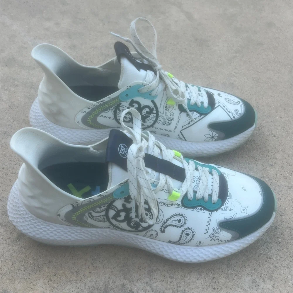 G/Fore MG4X Men's Cross Trainer Teal Bandana Print Golf Shoes Size 10
